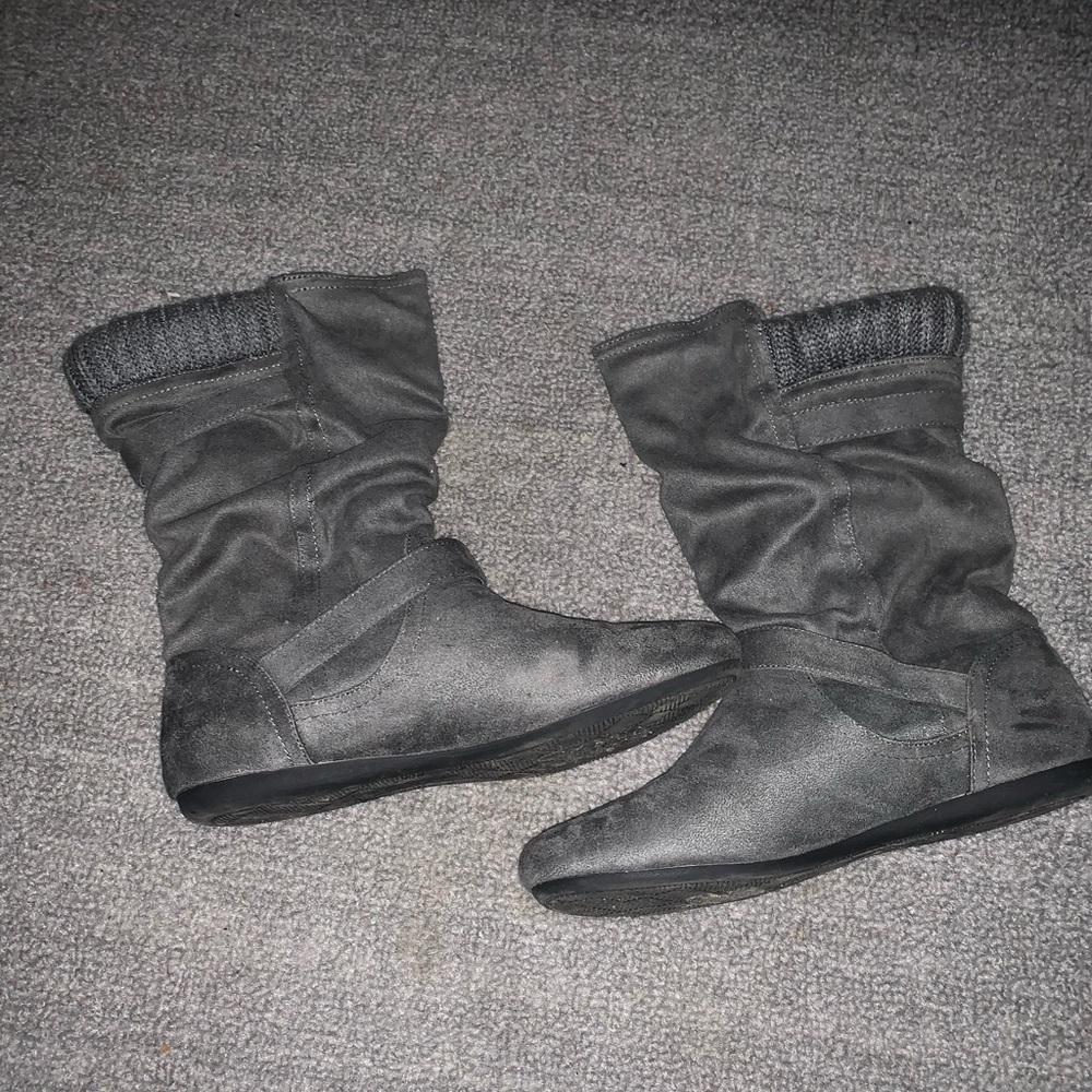 Grey mid calf booties